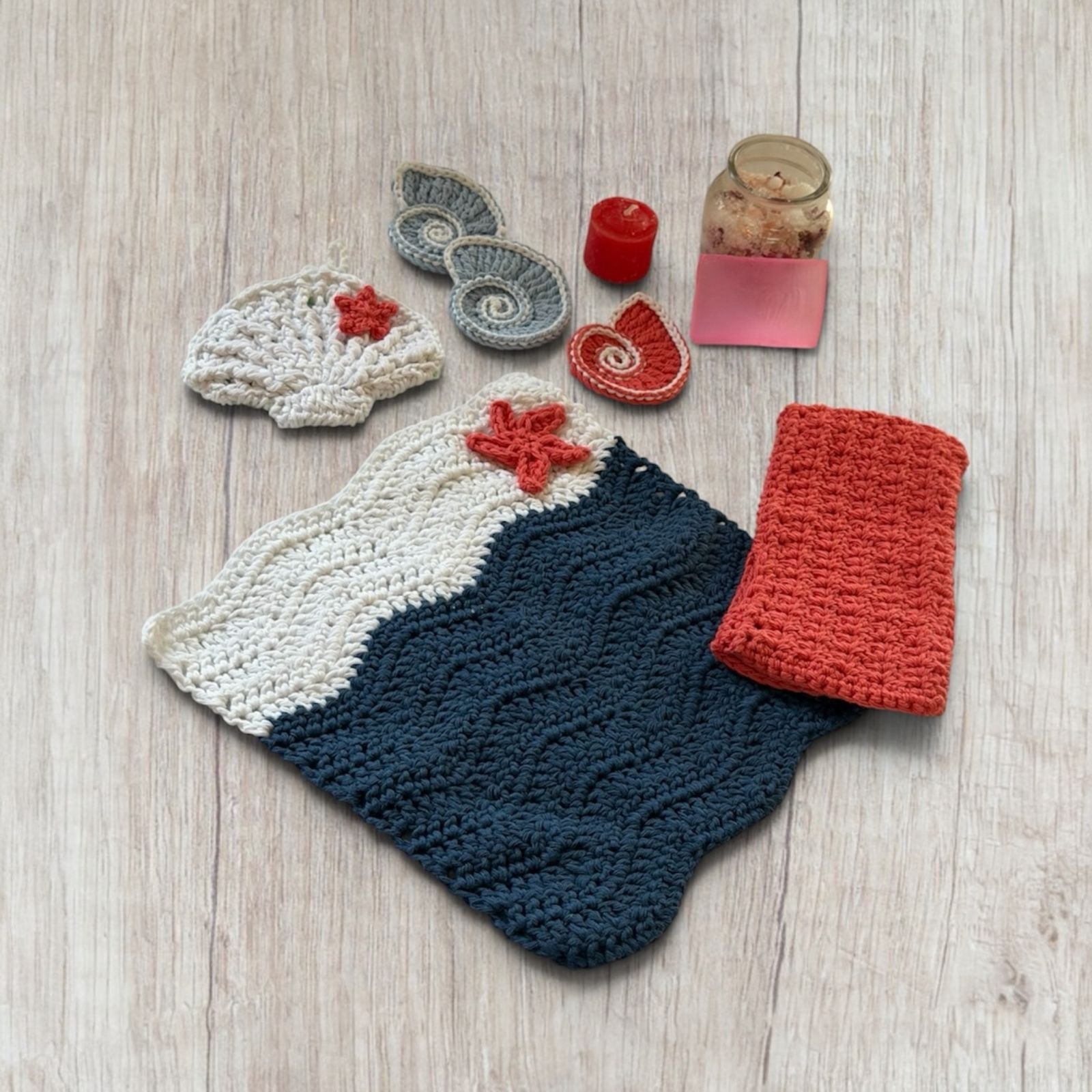Handmade Crochet Ocean-Themed Bath & Self-Care Gift Set