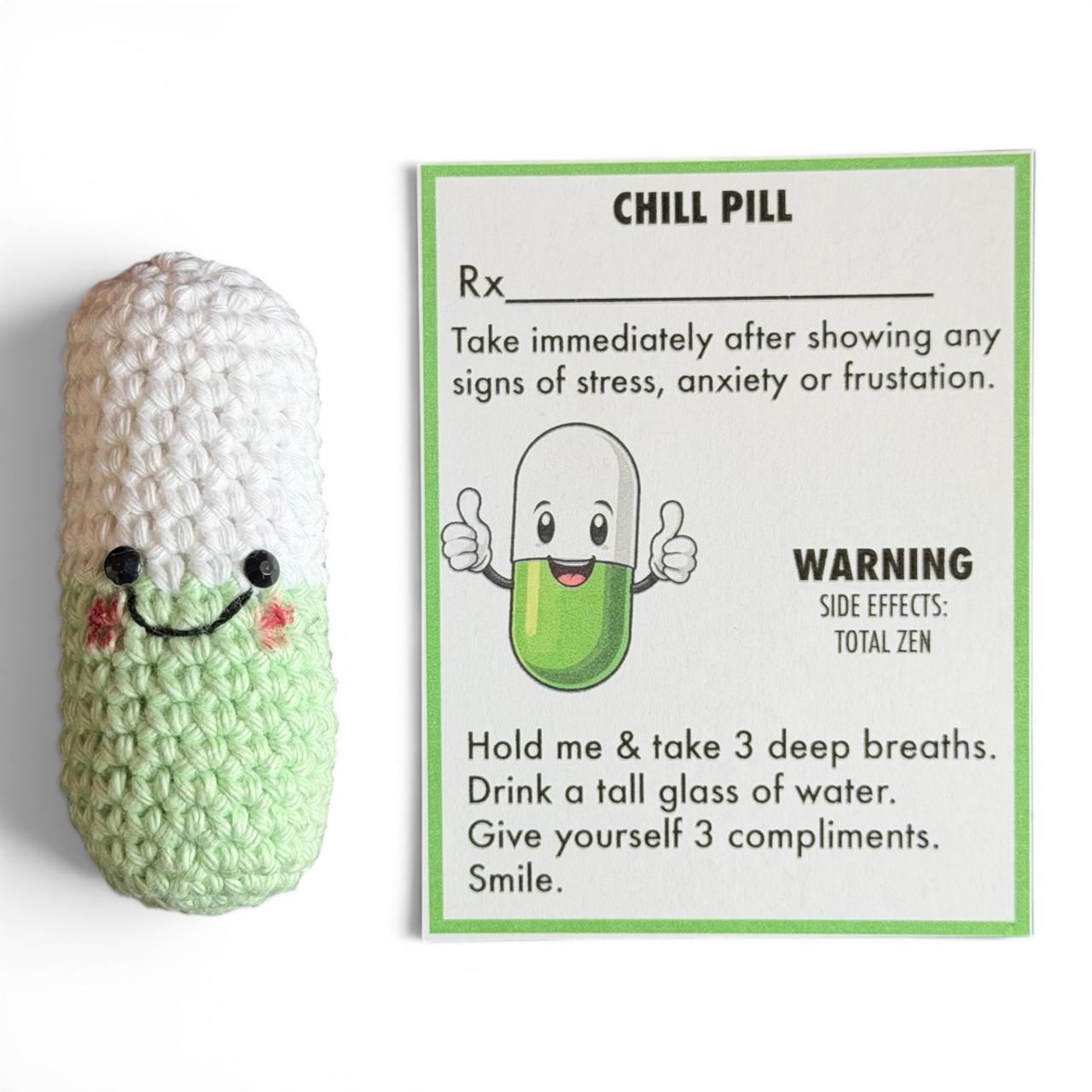 Handmade Crochet Chill Pill Stress Relief Gift