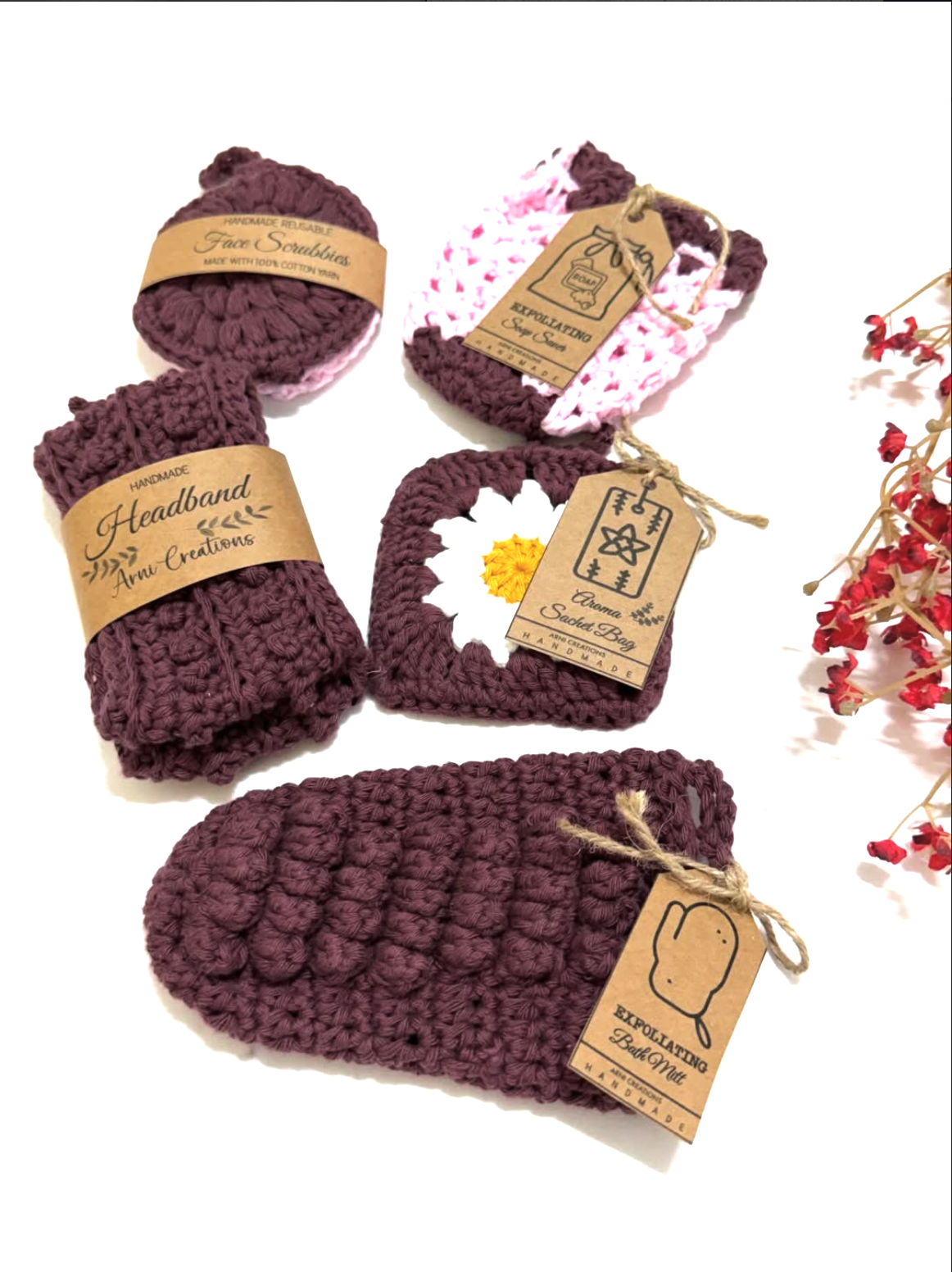 Handmade Crochet Bath & Self-Care Gift Set (5-Piece)